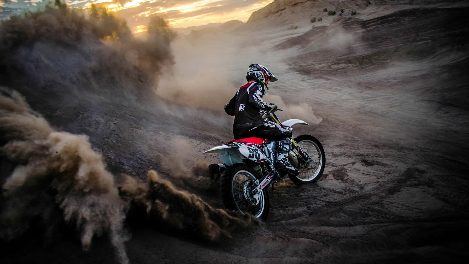 Motocross racer takes on a thrilling jump