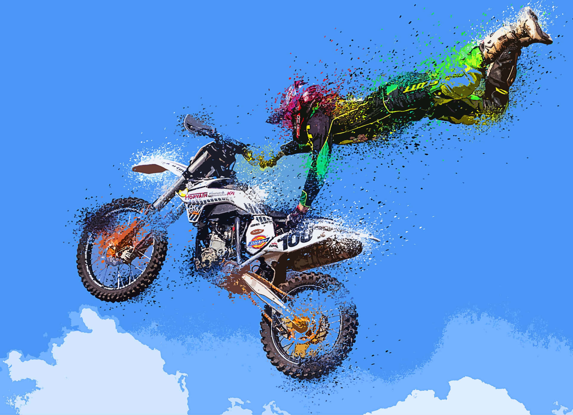 Motocross Racer Catching Air on Dirt Track