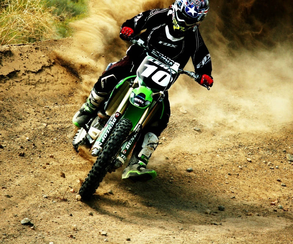 Motocross Dirt Path 10 Rider Background