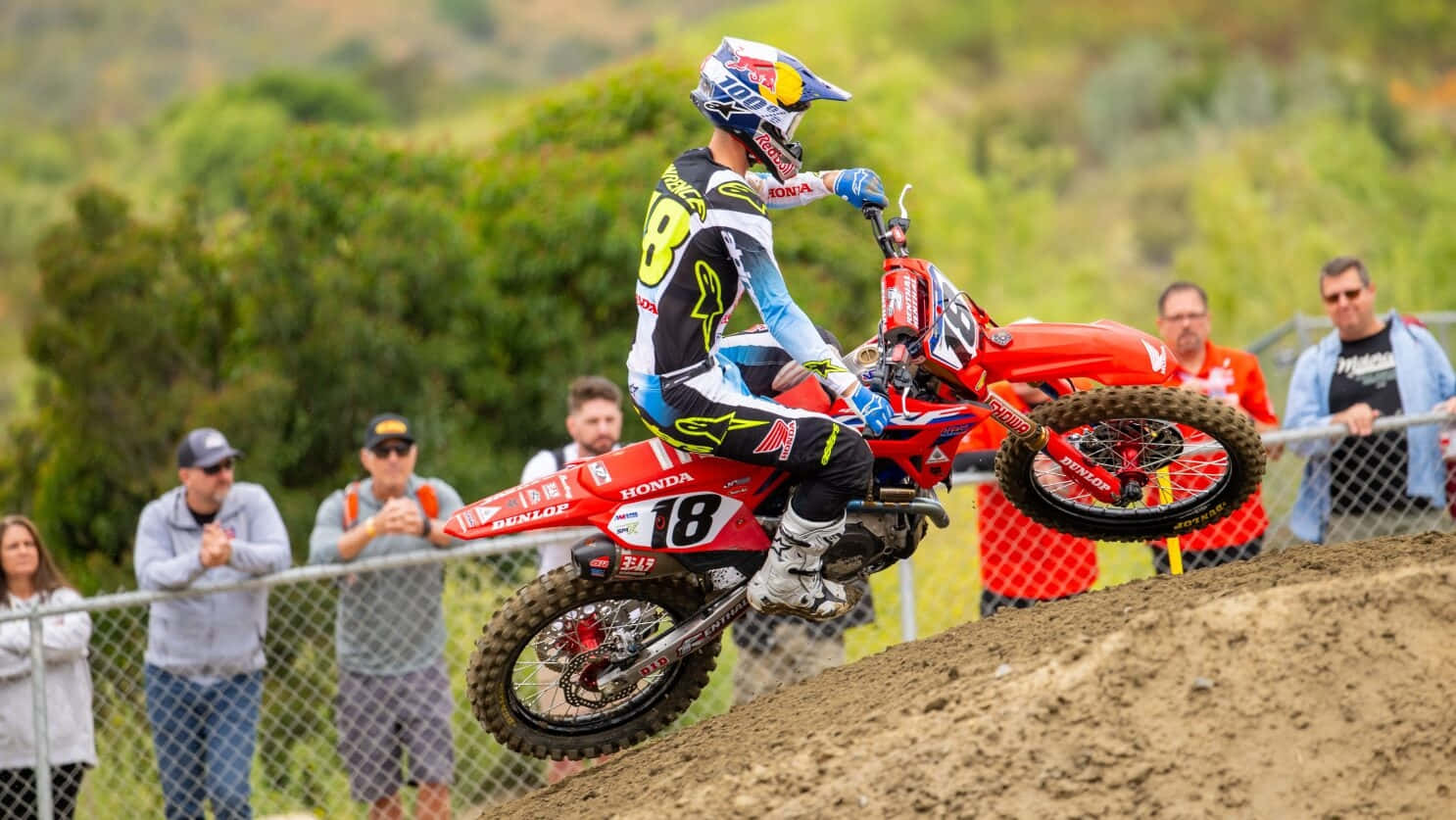 Motocross Racer Jett Lawrence Action Shot Wallpaper