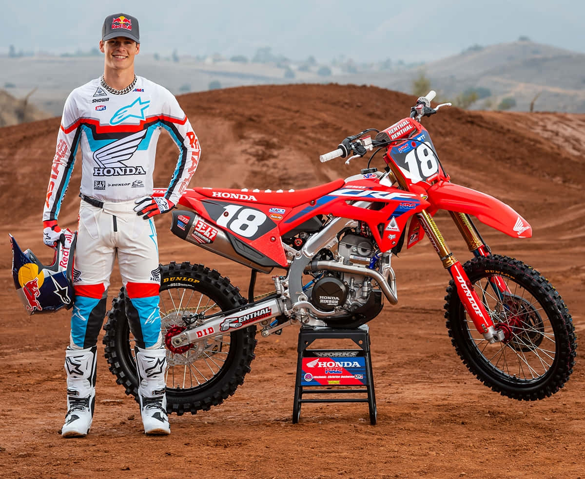 Download Motocross Rider Jett Lawrence With Honda Bike Wallpaper ...