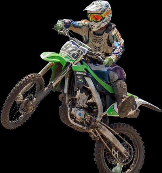 Motocross Rider Midair Kawasaki923 PNG