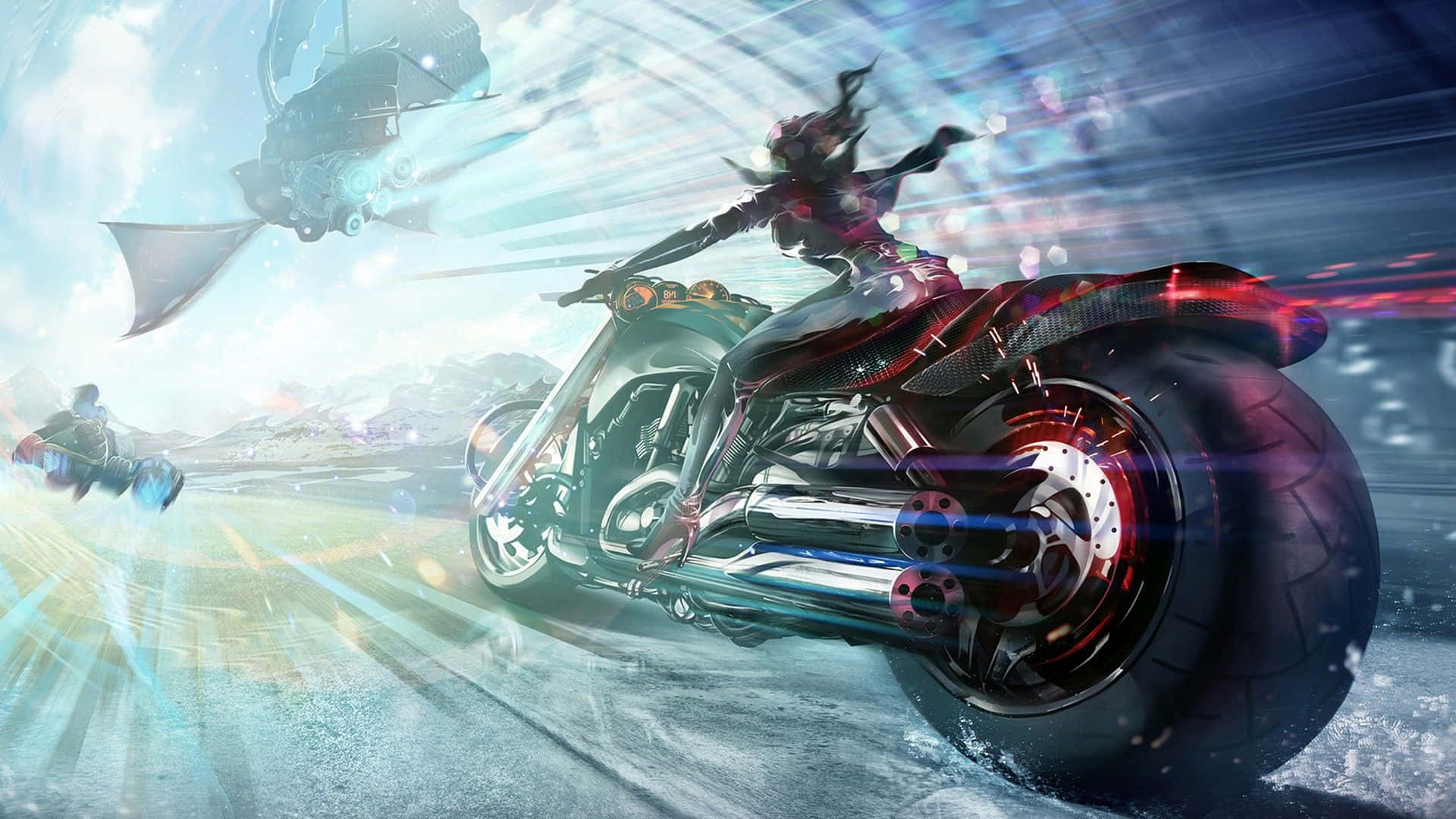 Fantasy Picture Of Motorbike Chase