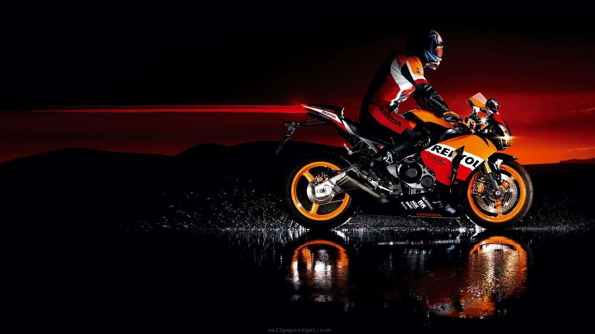 Picture Of Red And Orange Motorbike Color Theme