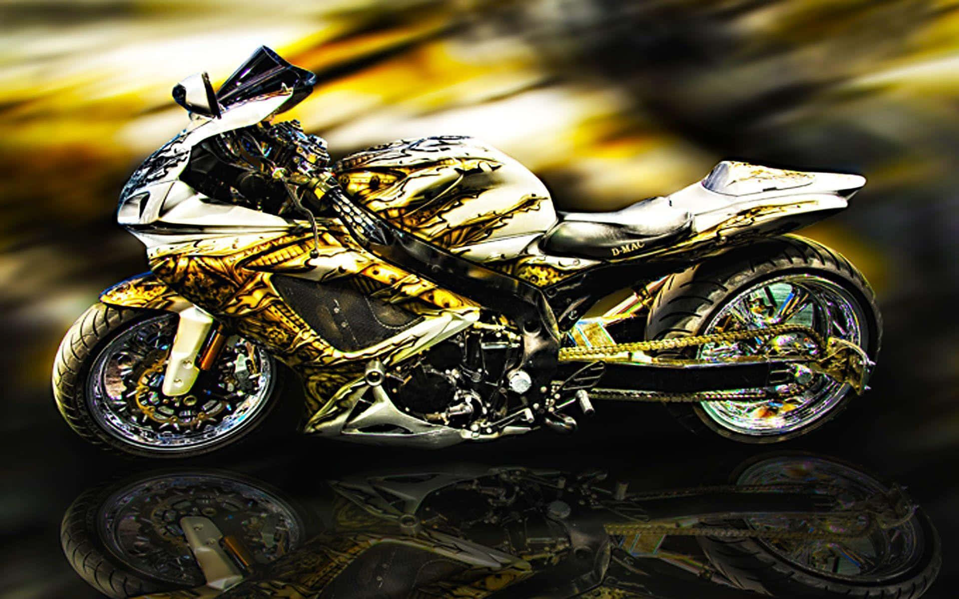 Picture Of Over Embellished Yellow Motorbike