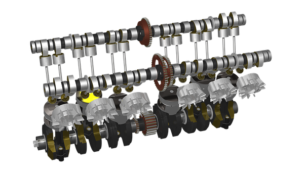 Motorcycle Engine Camshaftand Pistons PNG