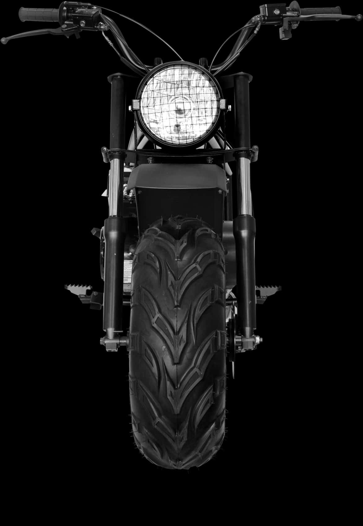 Motorcycle Front View Blackand White PNG