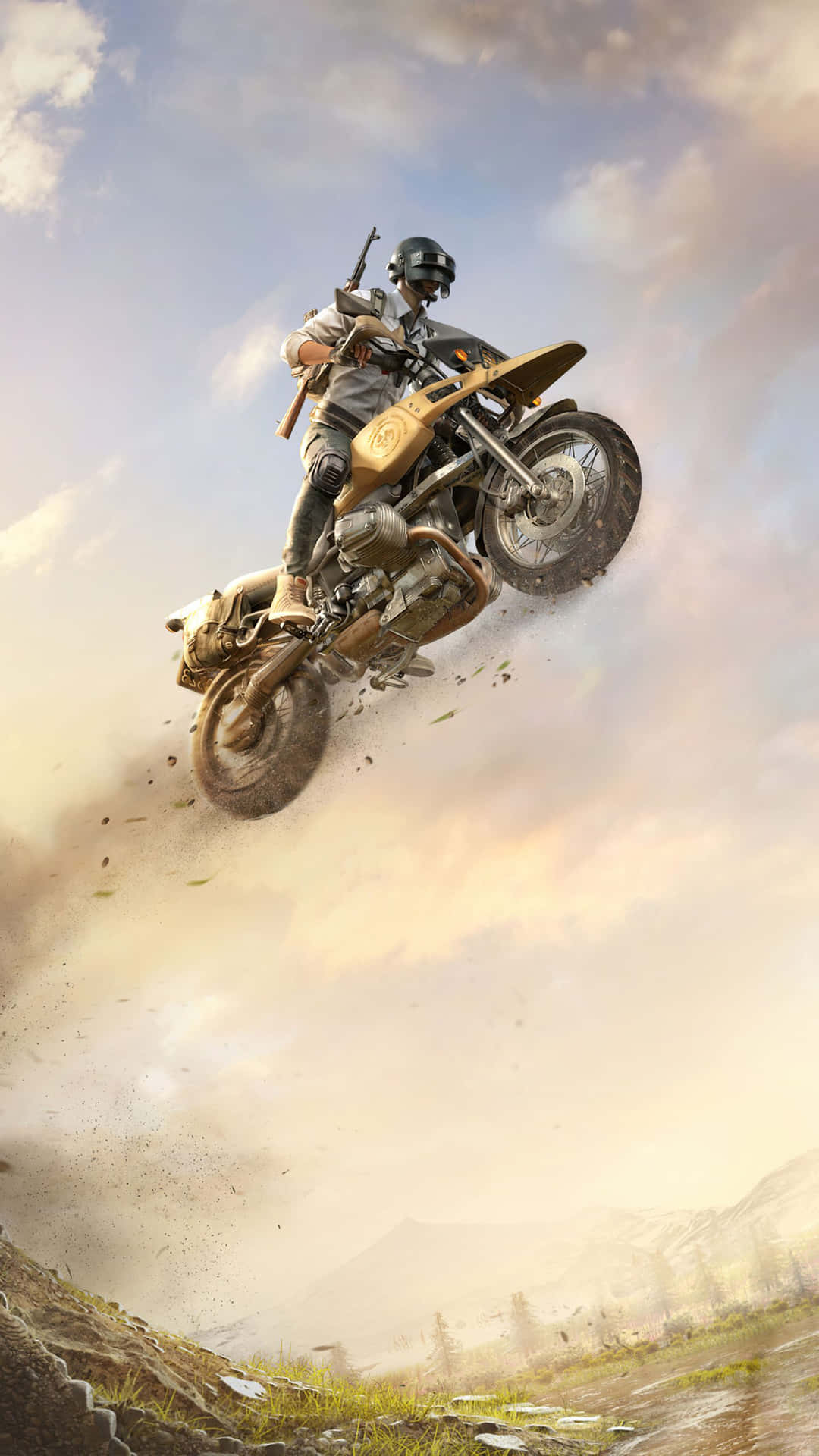 Riding on the back of a Motorcycle Into the Distance Wallpaper