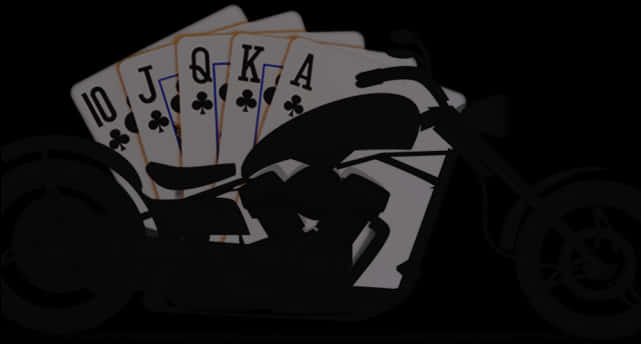 Motorcycleand Playing Cards Silhouette PNG