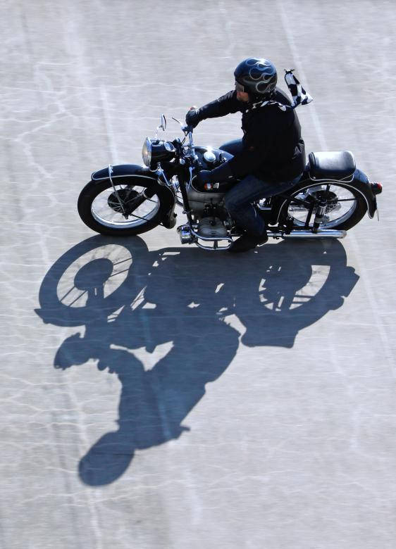 Motorcyclist Casting Iron Man Shadow SVG