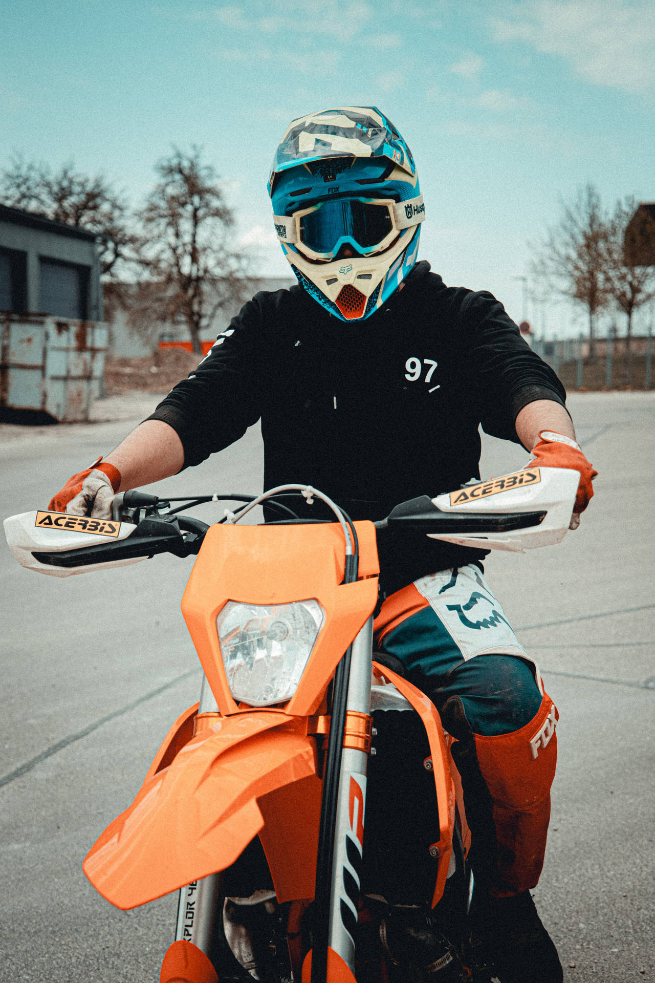 Motorcyclist Orange Motorcycle Wallpaper