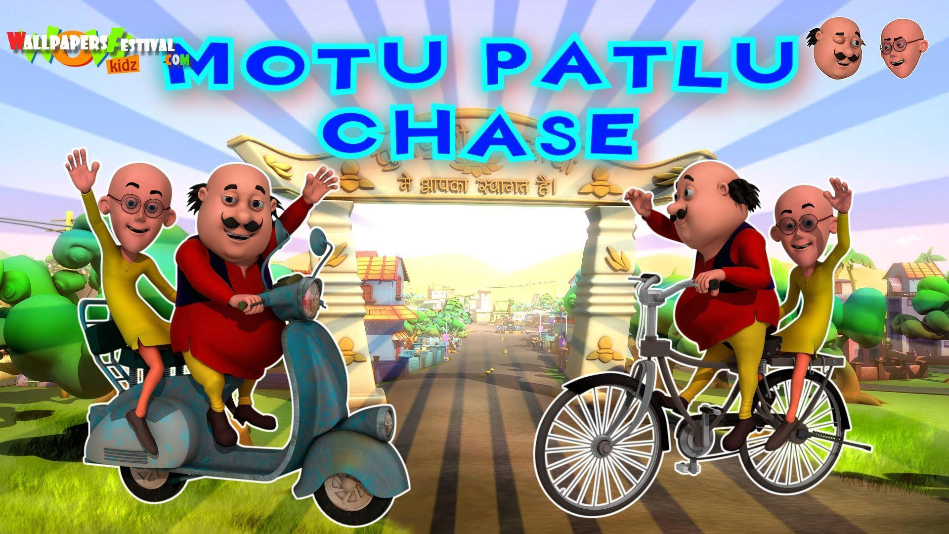 Motu Patlu Chase inviterer dig til et vildere eventyr! Wallpaper