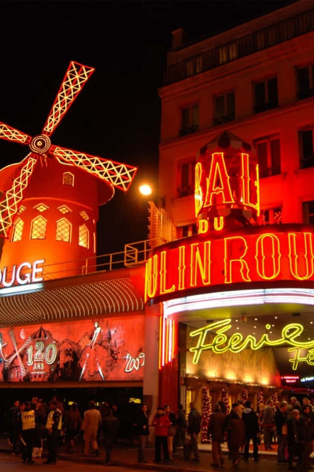Ilfamoso Mulino A Vento Del Moulin Rouge Sfondo