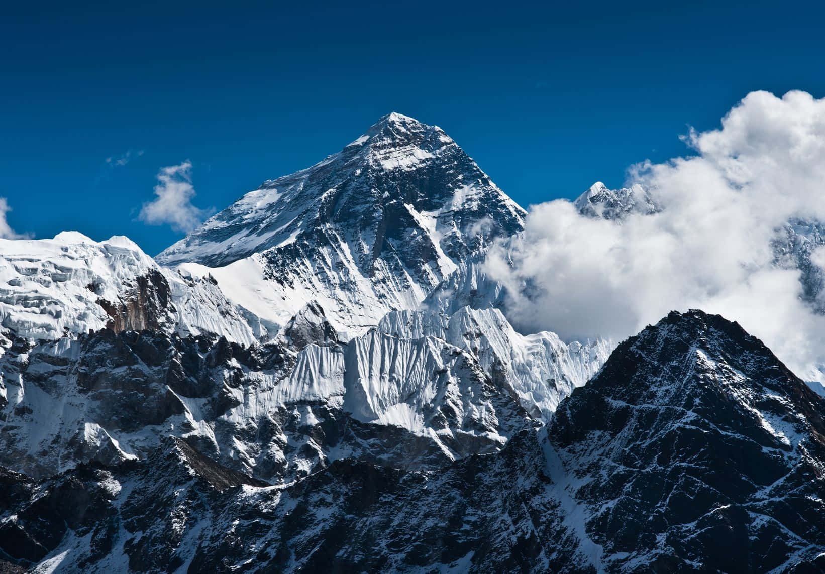 The stunning view from atop the world's tallest peak, Mount Everest.