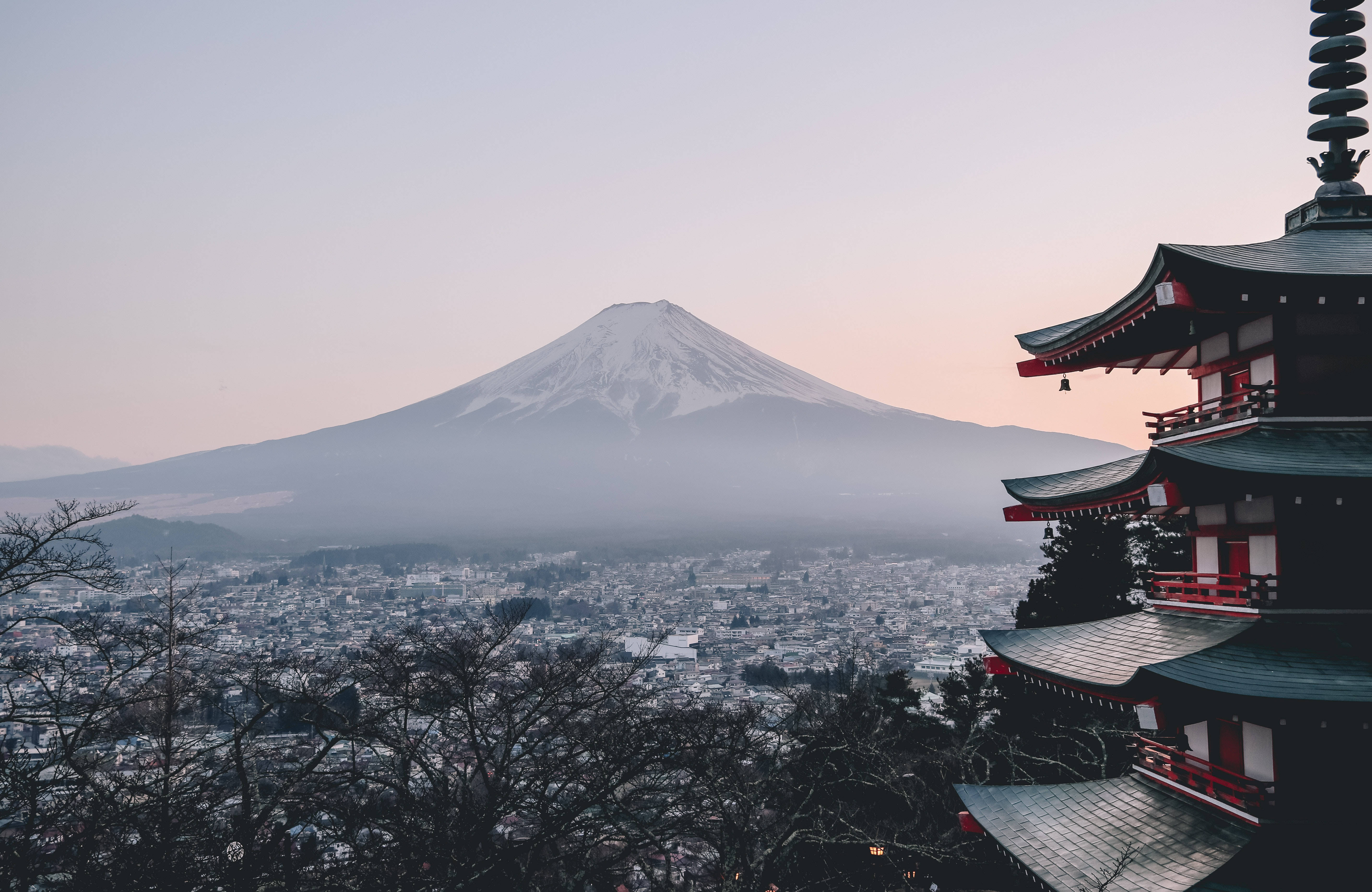 Mount Fuji And Chureito Pagoda Japanese Hd Wallpaper