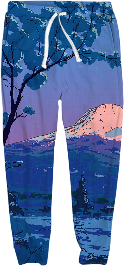 Mount Fuji Printed Joggers PNG