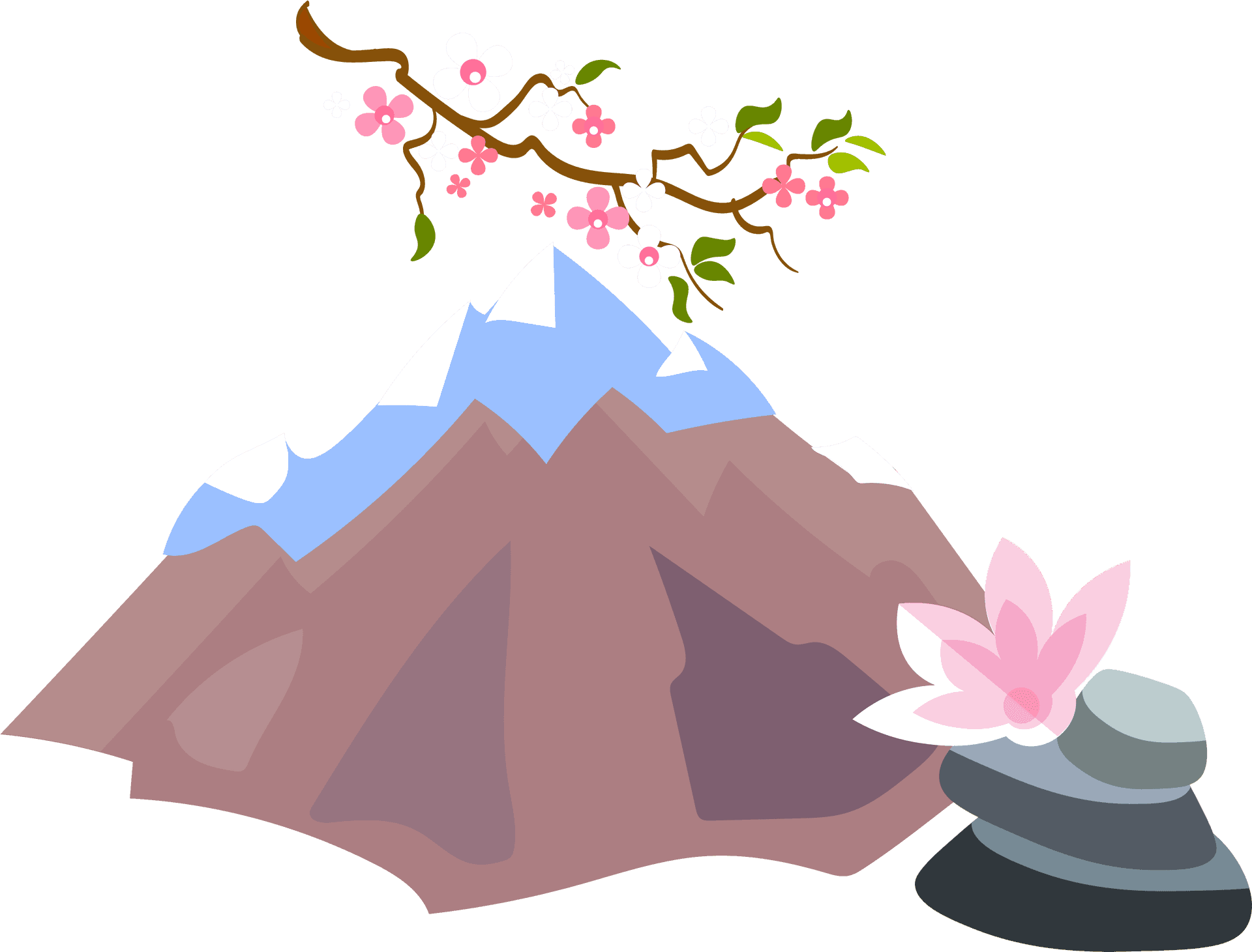 Mount Fuji Sakuraand Stones Vector PNG