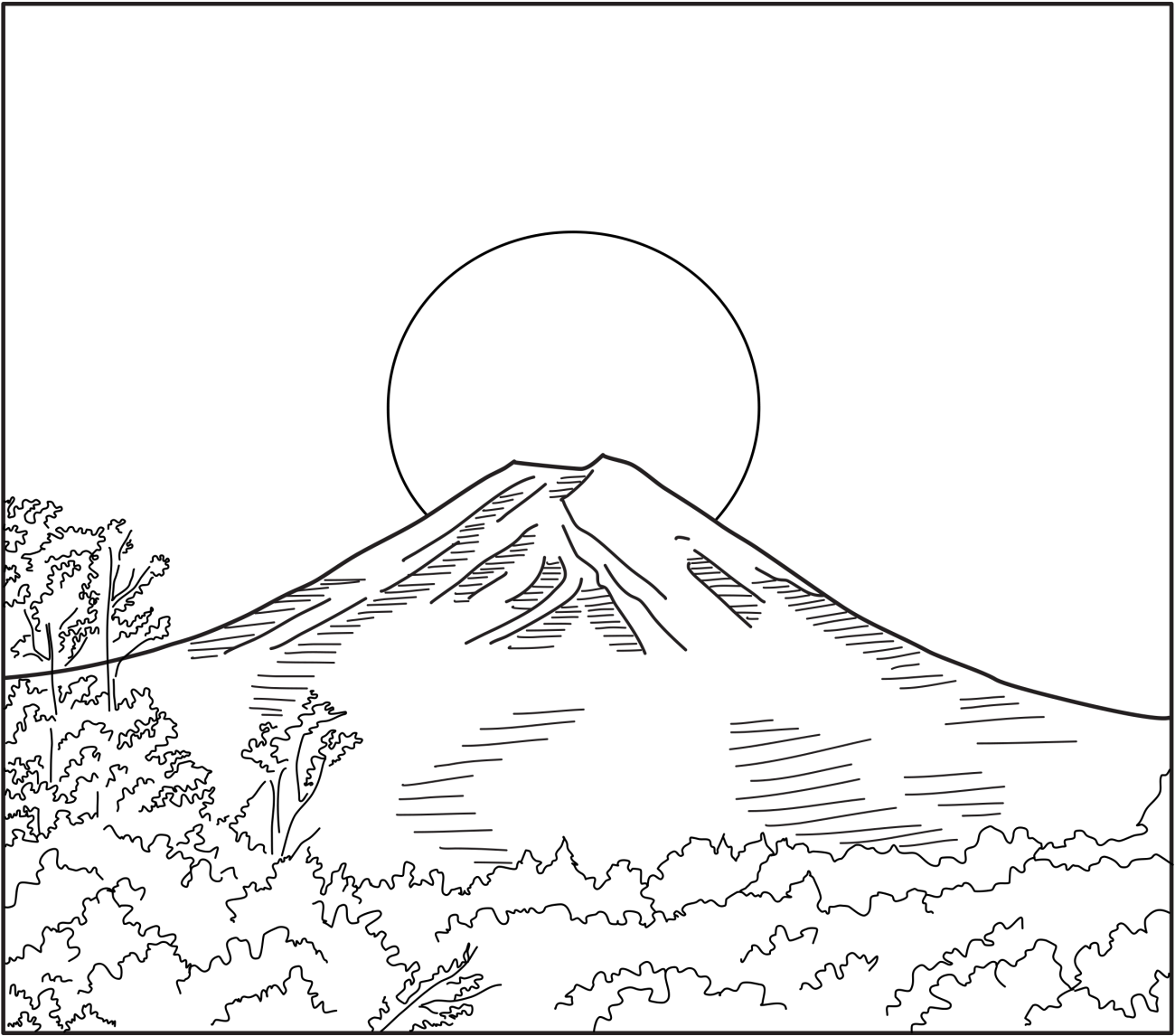 Mount Fuji Silhouetteat Dawn PNG