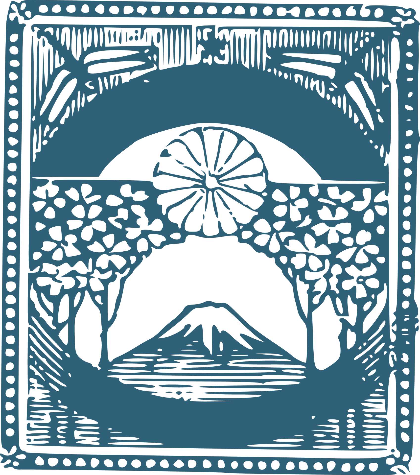 Mount Fuji Traditional Japanese Art PNG