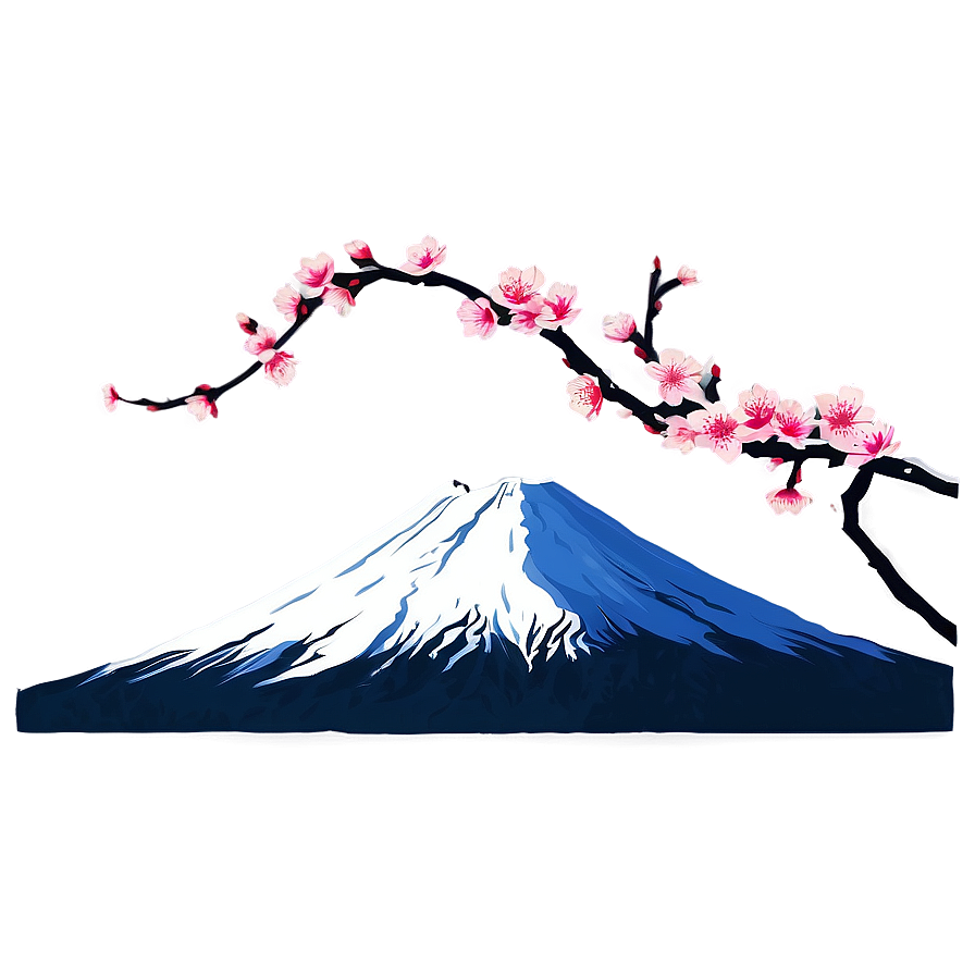 Mount Fuji With Sakura Frame Png 06242024 PNG