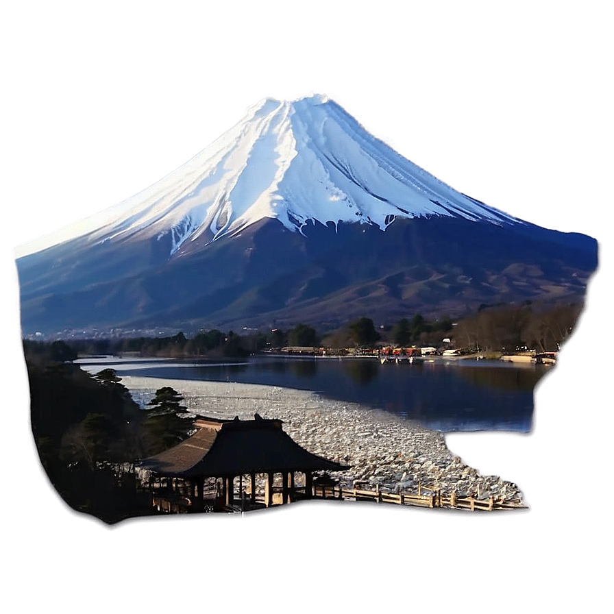 Mount Fuji With Temple Png Rik PNG