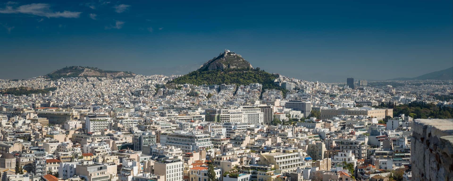 Sfondolycabettus In Formato Panoramico Ad Atene. Sfondo