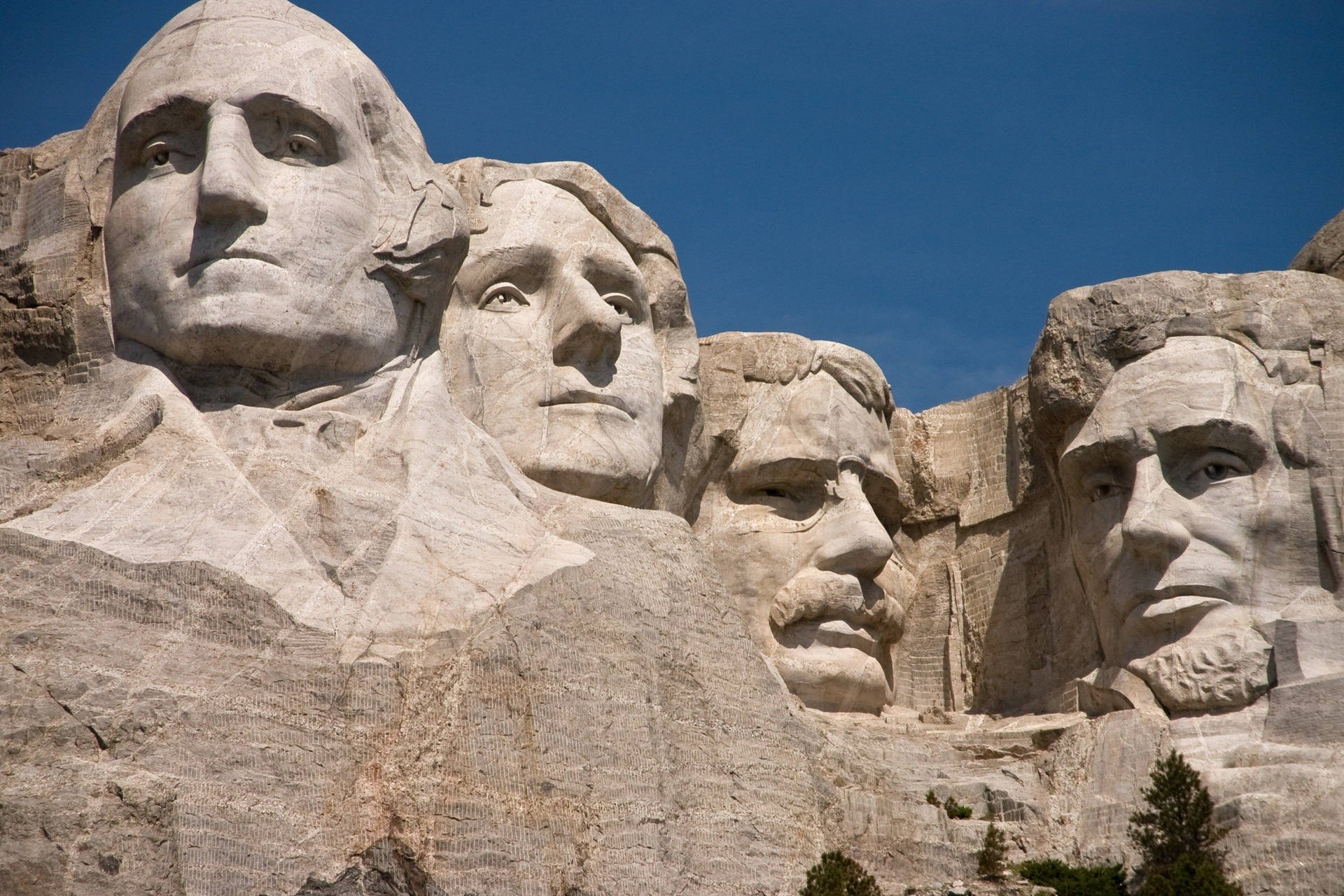Figurasde Montanhas Com Retratos De Presidentes Dos Estados Unidos. Papel de Parede
