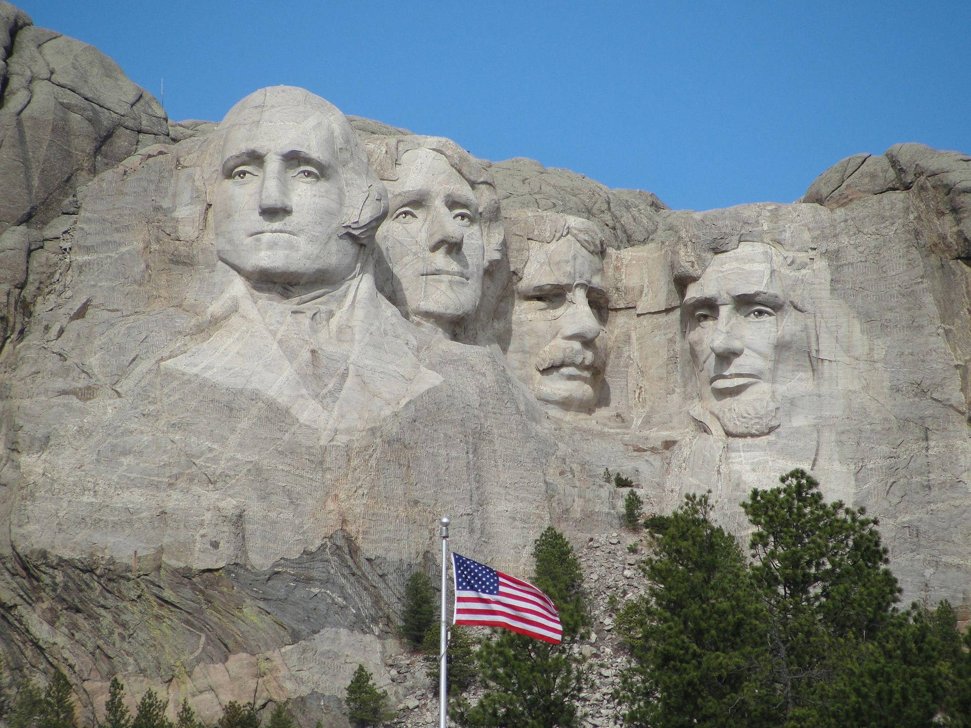 Mount Rushmore Waving Flag Background