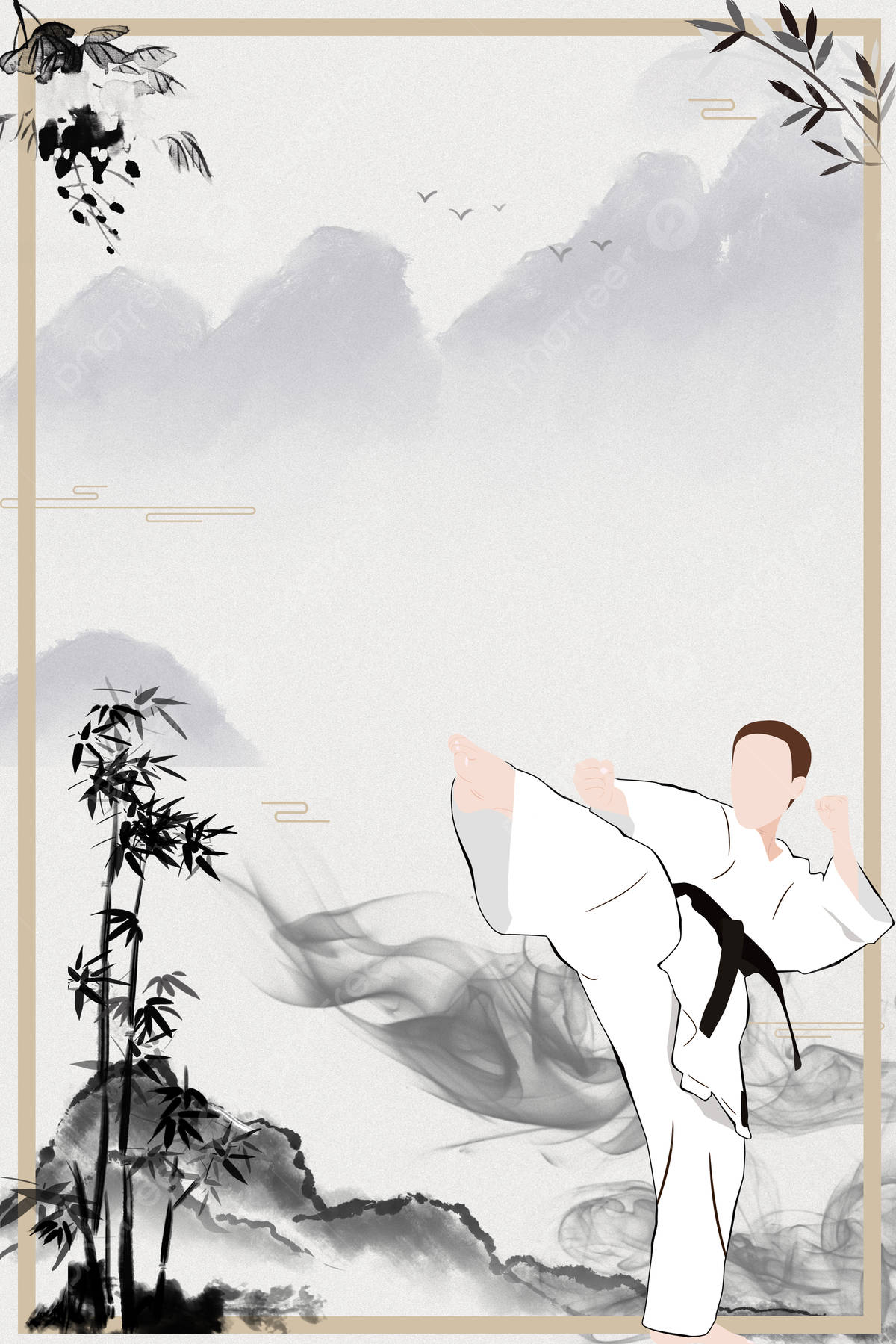 Bjerg Æstetisk Taekwondo Grafisk Kunstværk Wallpaper