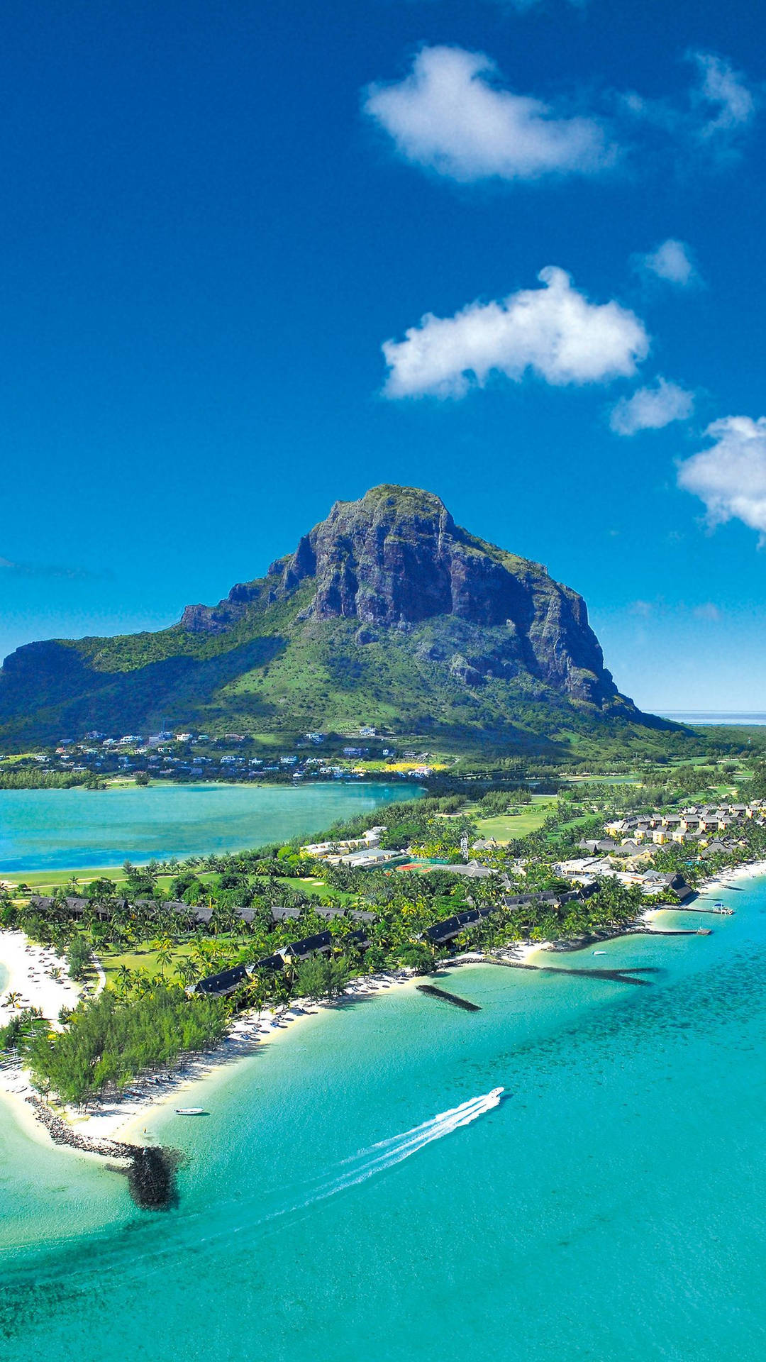 Mountain And City In Mauritius Wallpaper