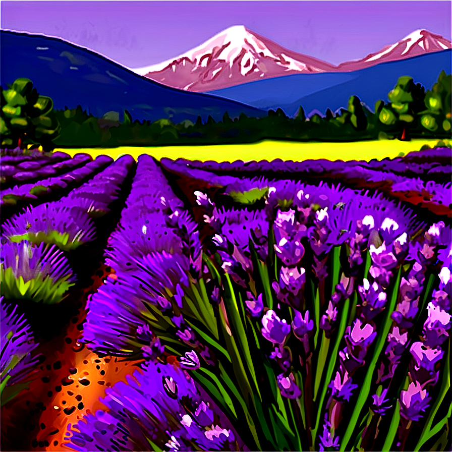 Mountain And Lavender Field Png 05032024 PNG