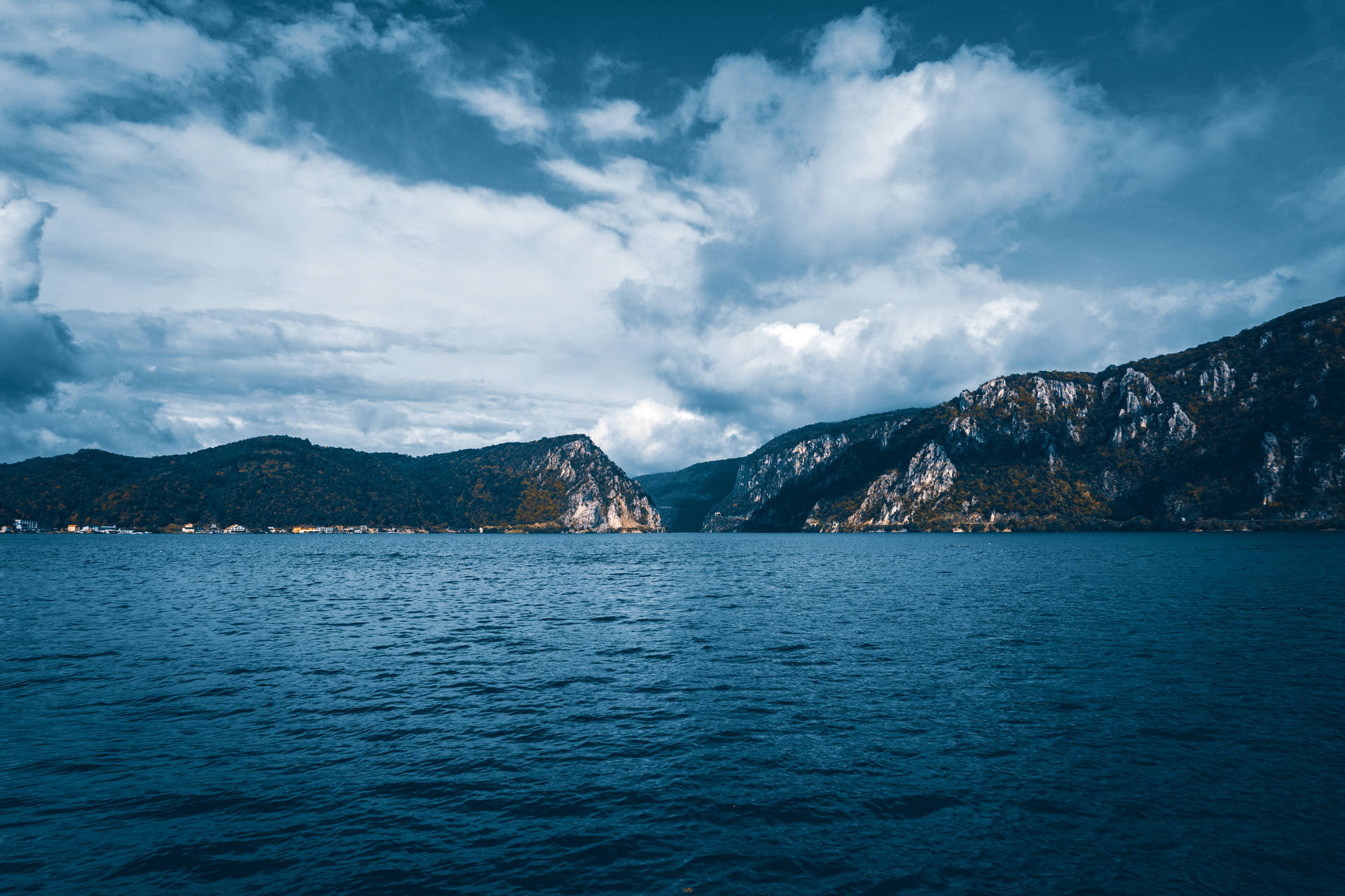 Mountain And Navy Blue Ocean