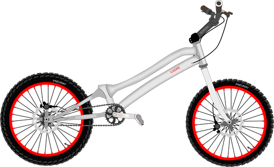 Mountain Bike Silhouette Red Accents SVG