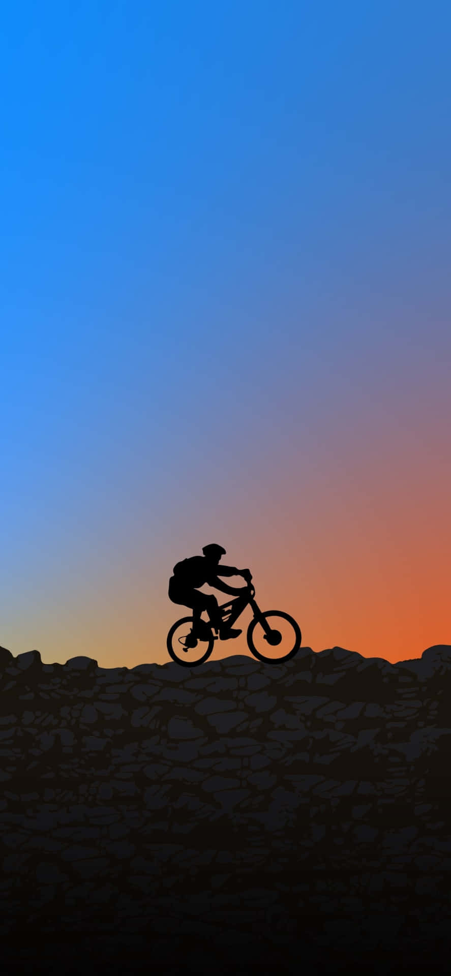 Silhouette De Cycliste De Montagne Au Coucher De Soleil Fond d'écran