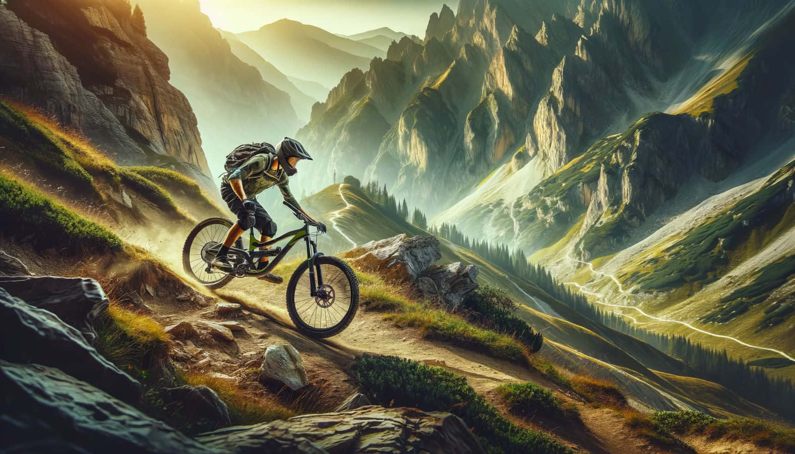 Mountain Biking Adventure Sunset Wallpaper