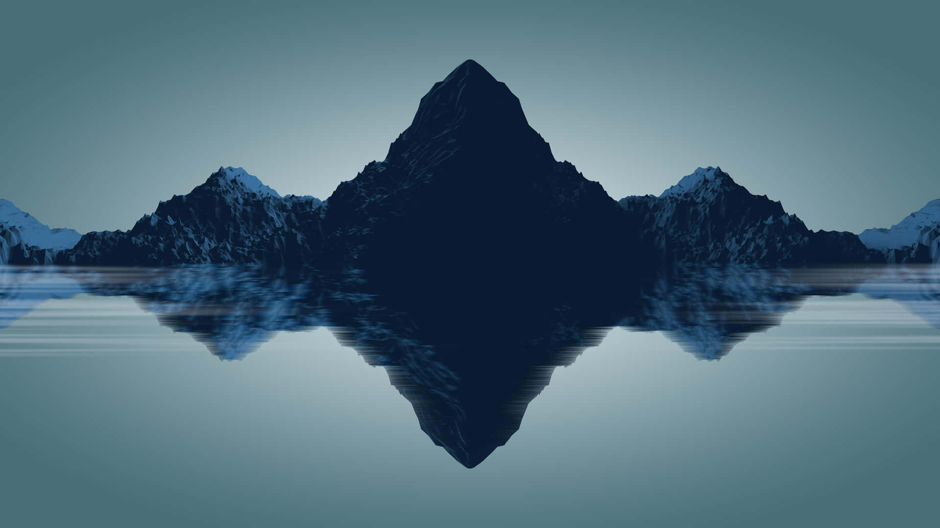 Mountain Island On Calm Lake Minimal Background Wallpaper