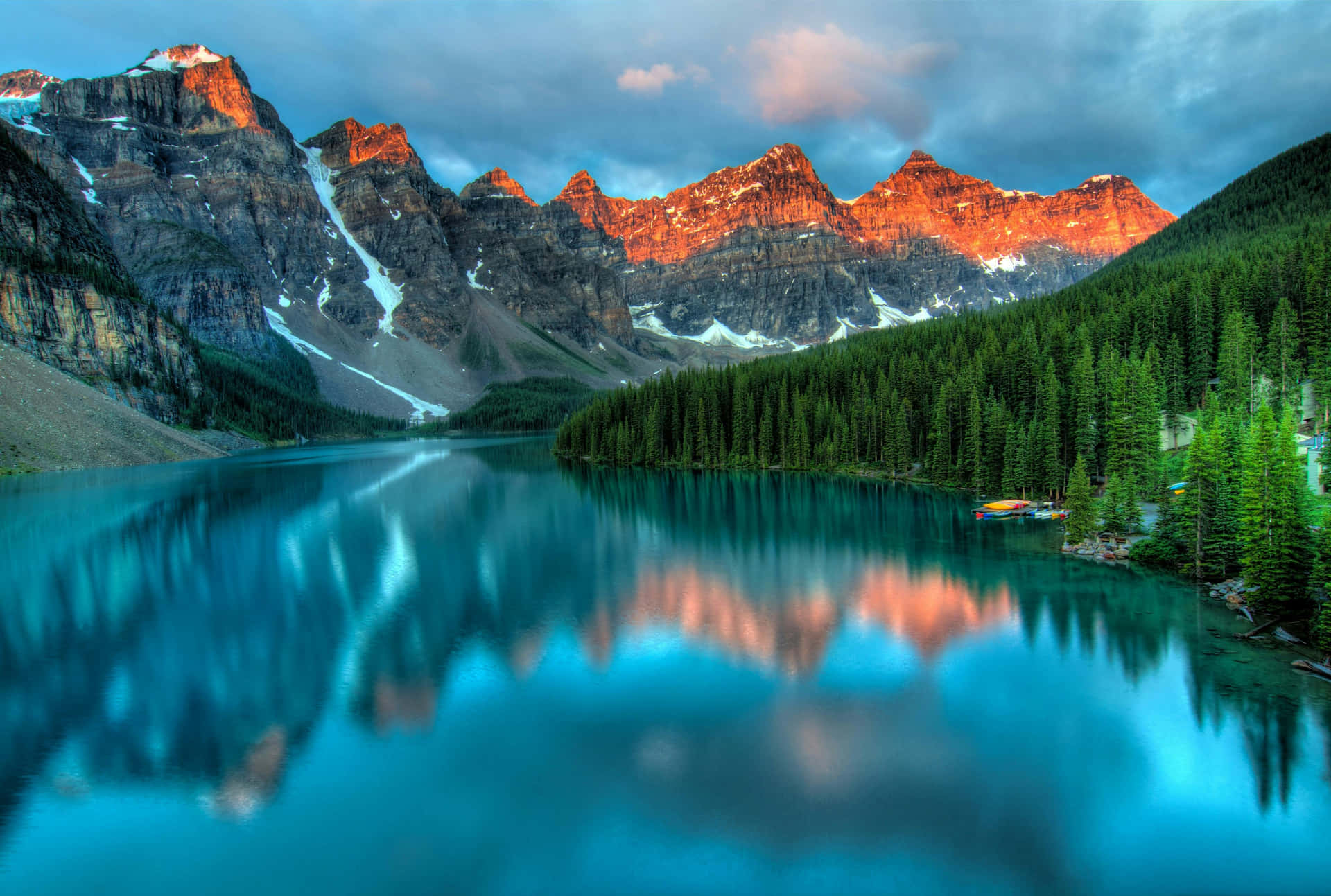 Mountain Lake Sunset Reflection Wallpaper
