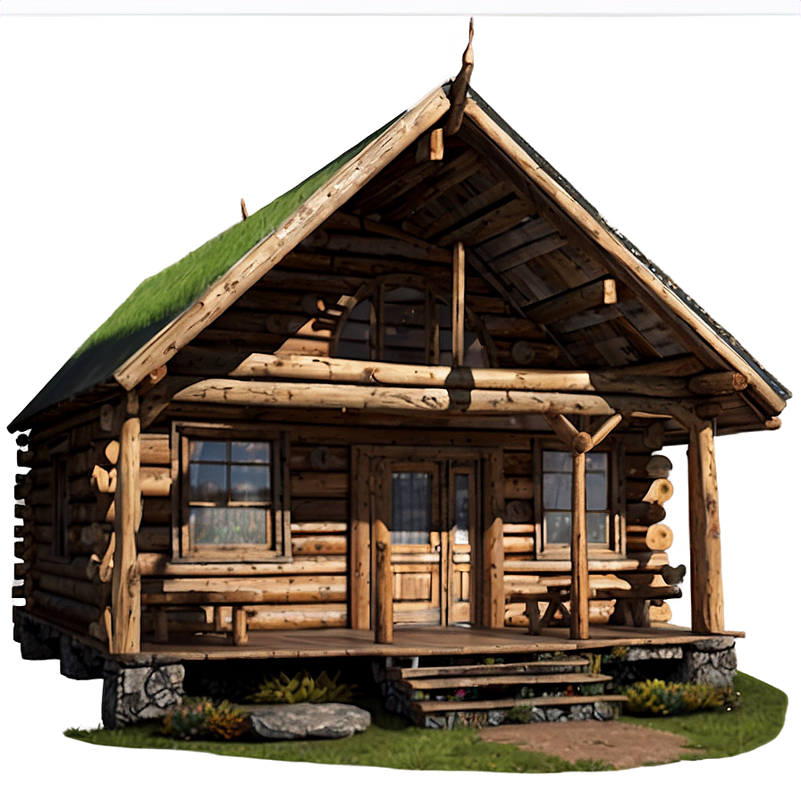 Mountain Log Cabin View Png Rxh PNG