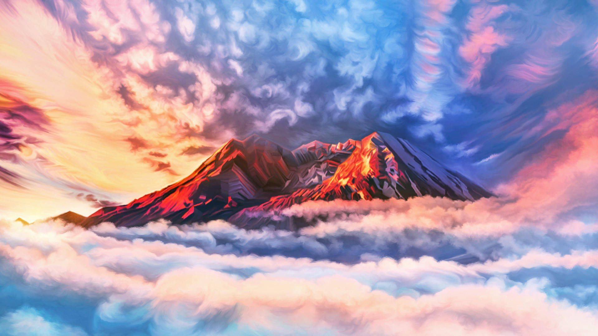 Mountain Peak Paint Art Wallpaper