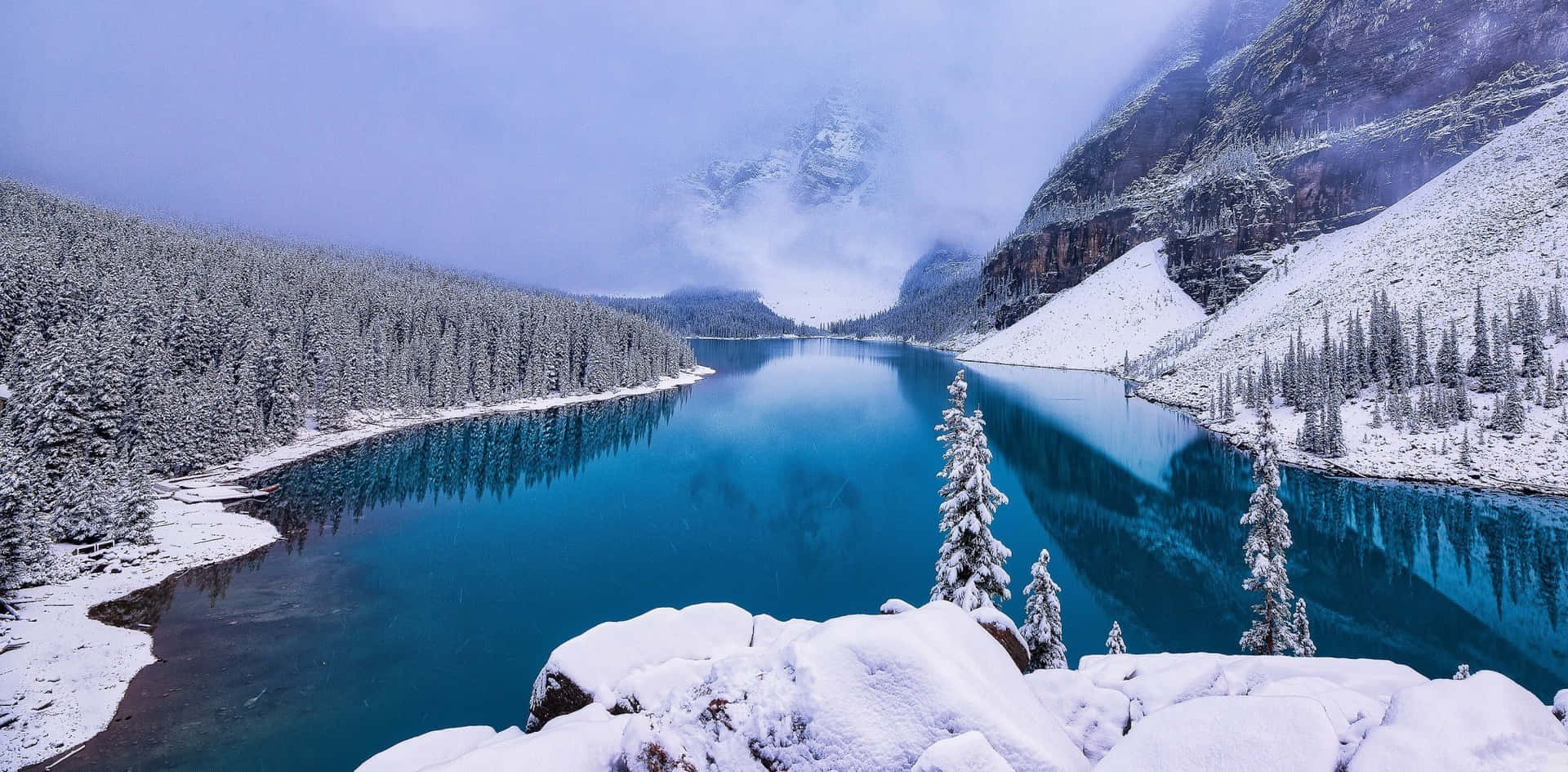 A Lake In The Snow Covered Mountains