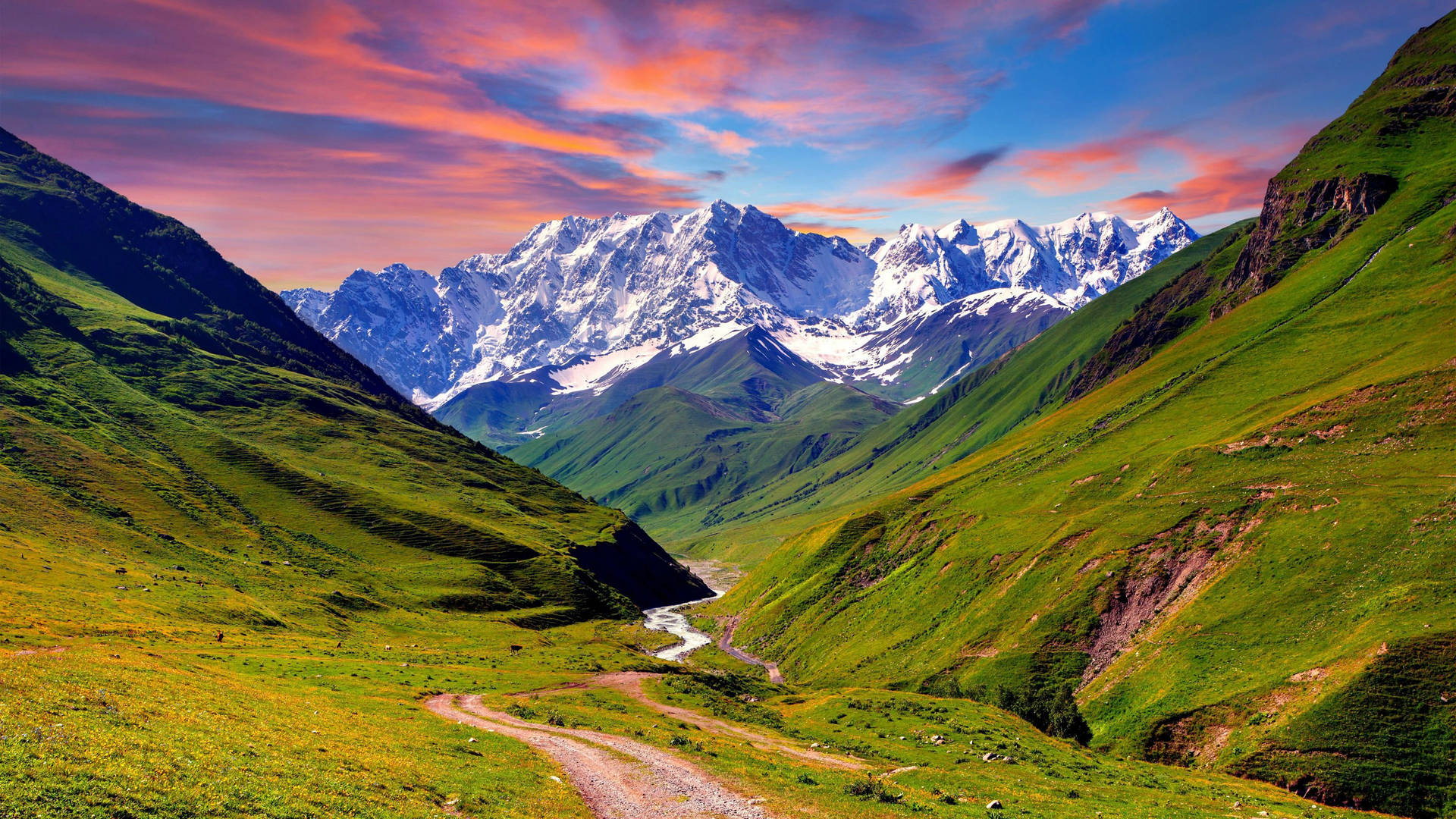 Mountain Ranges Sunset Desktop Wallpaper
