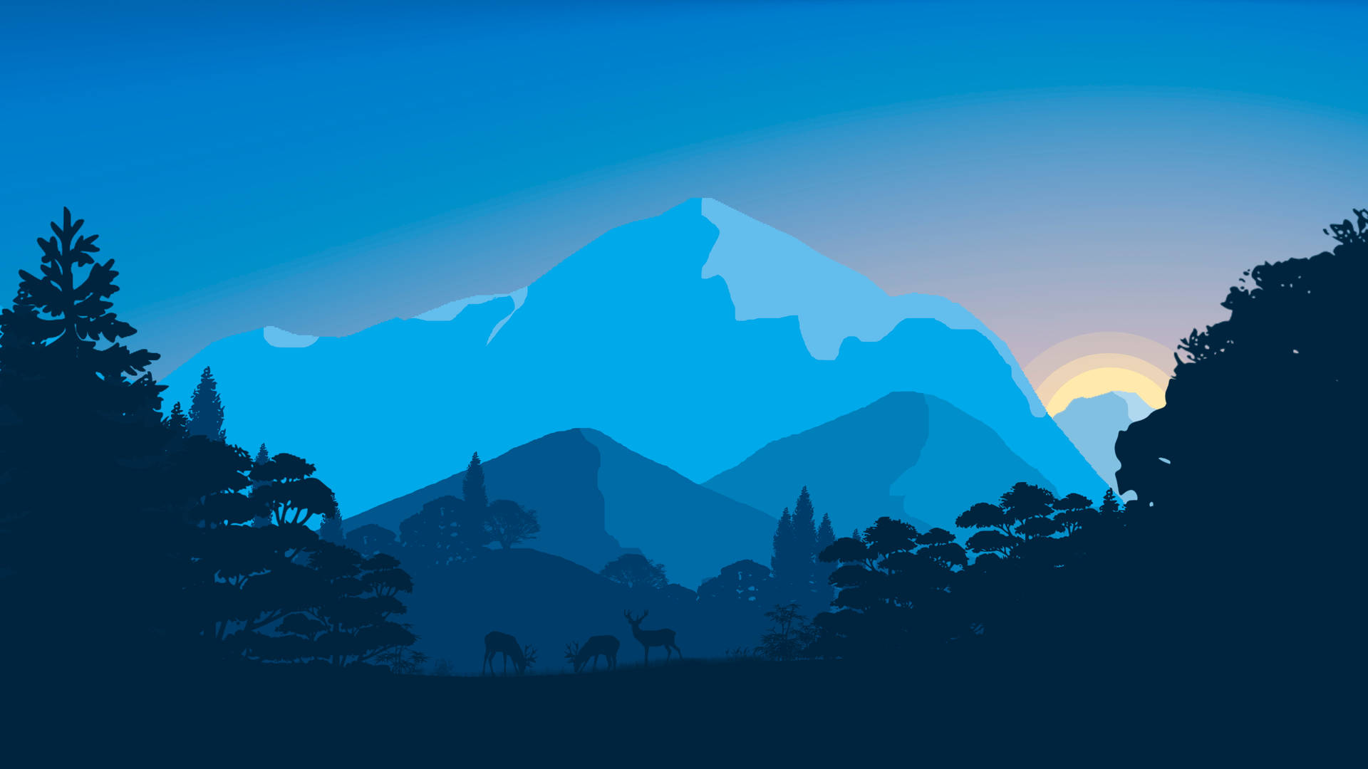 Mountain Scenery Vector Desktop 4K Wallpaper