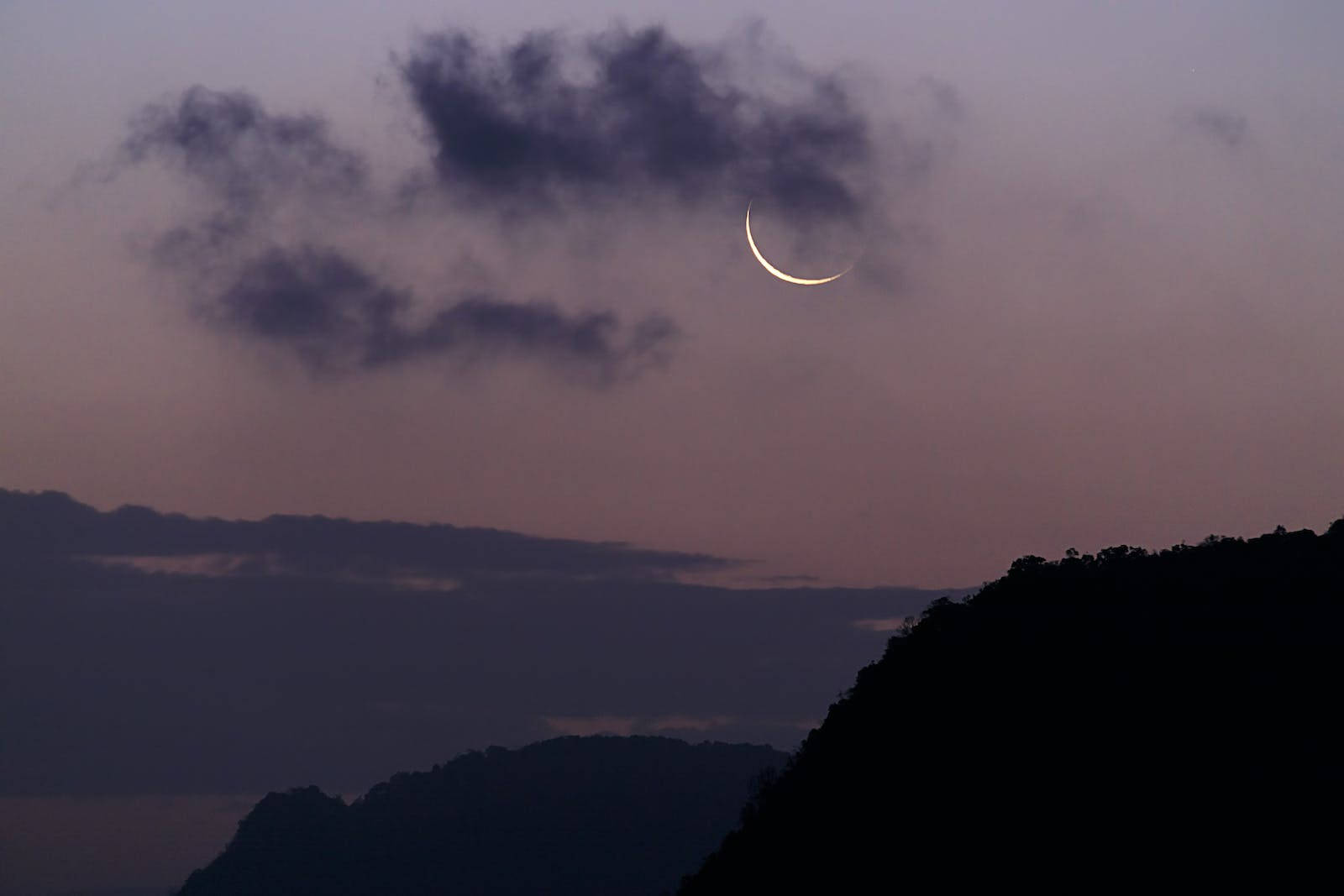 Mountain Silhouette And Moon Desktop Wallpaper