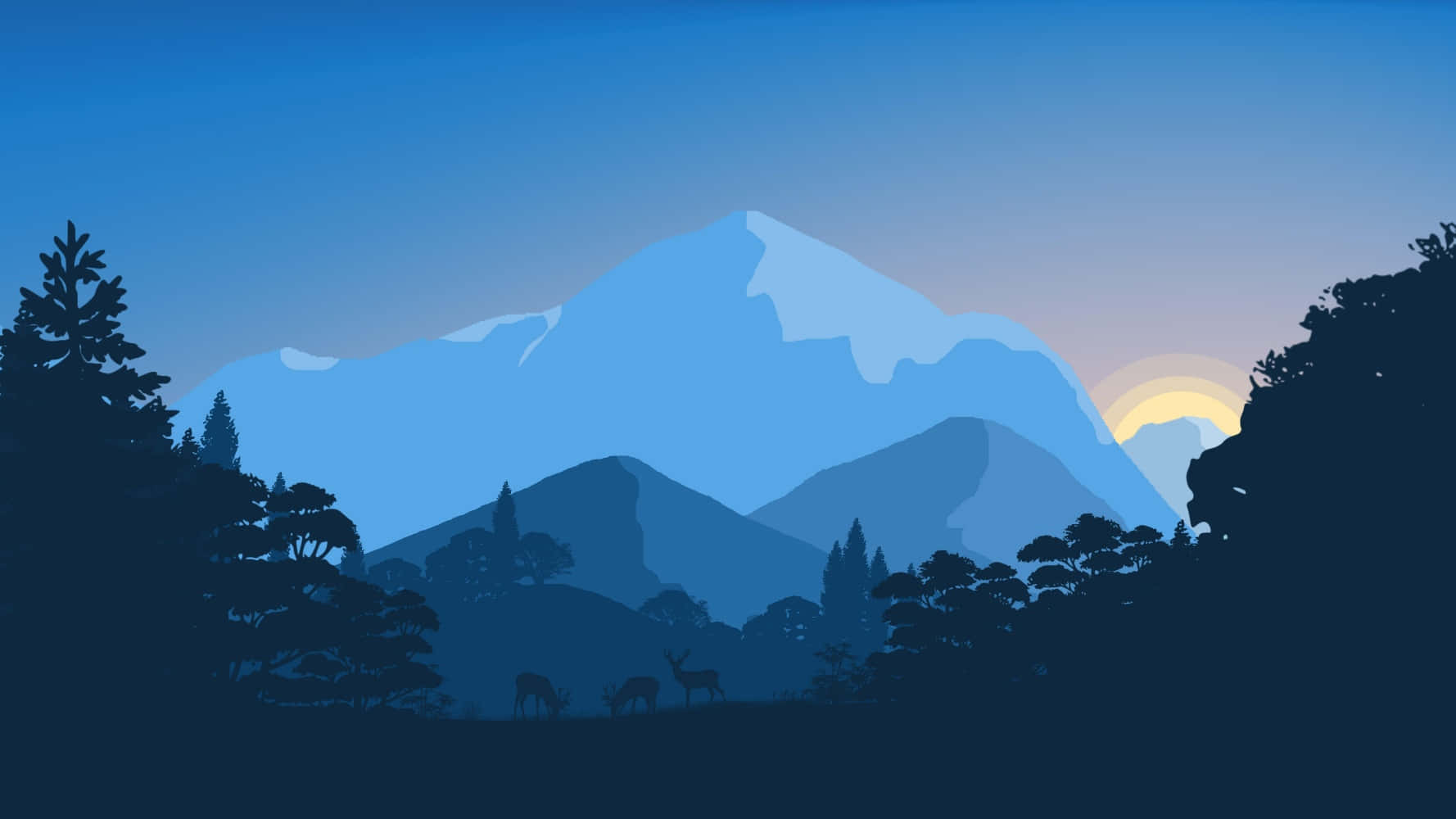 Mountain Silhouette Sunset Wallpaper