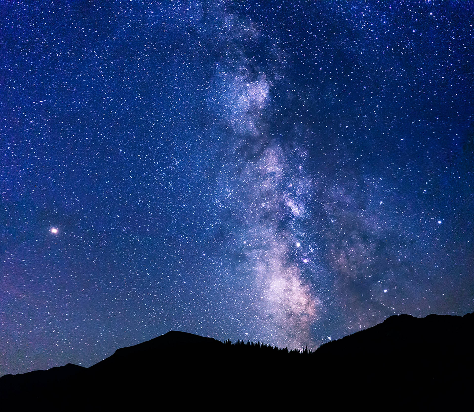 Mountain Silhouette With Andromeda Galaxy Wallpaper