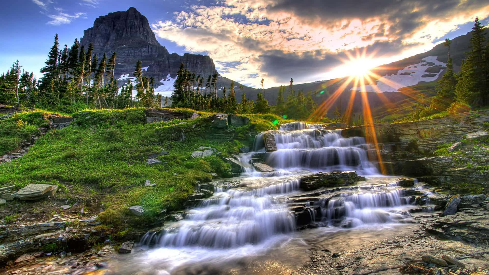 Mountain_ Sunset_ Cascade_ Waterfall.jpg Wallpaper