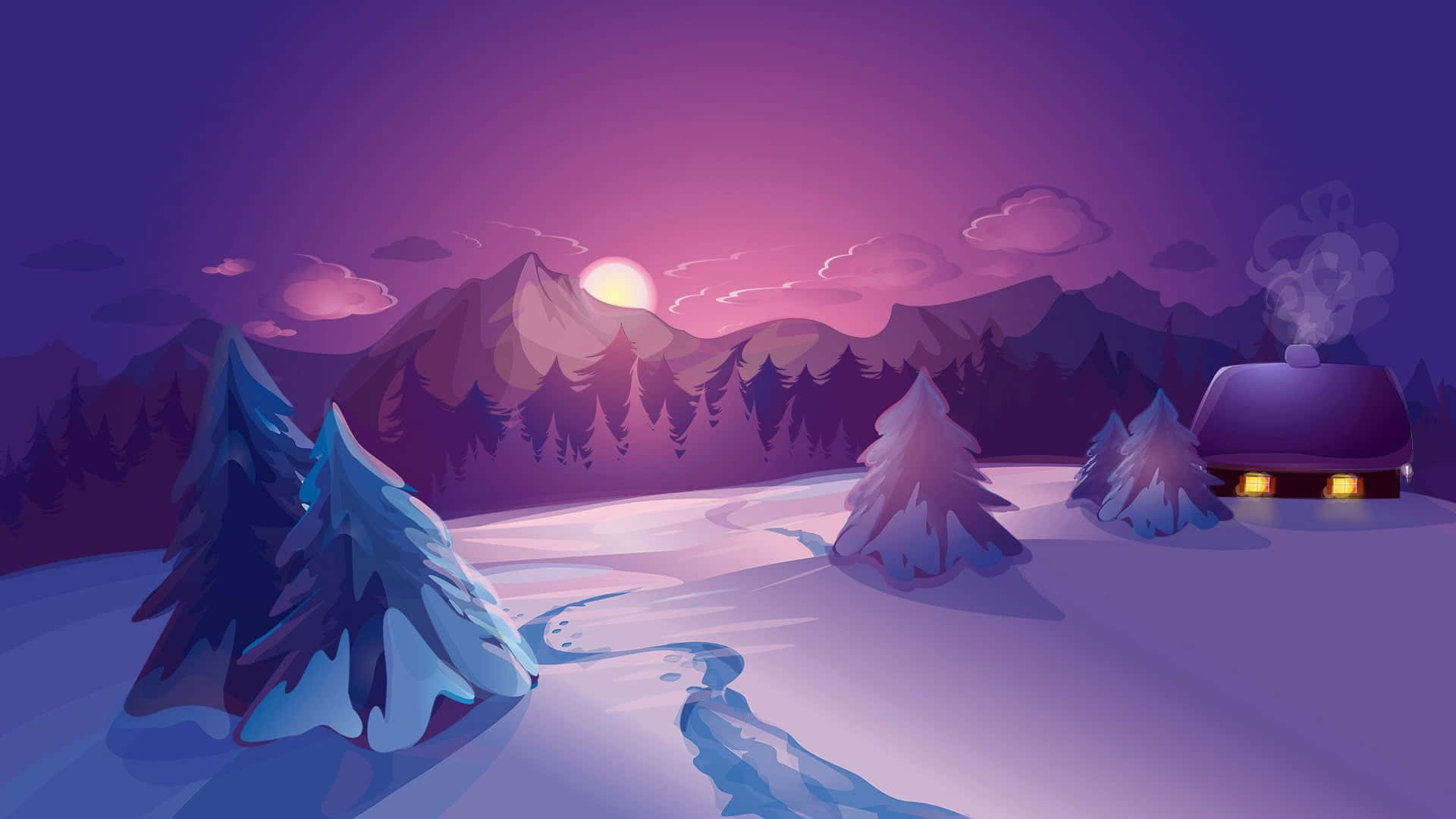 "Soak in the beauty of the snow-capped mountain sunset" Wallpaper