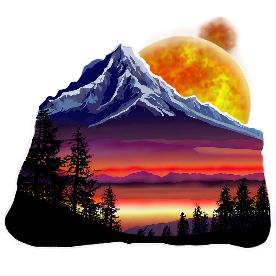 Download Mountain Sunset Scene Png 41 | Wallpapers.com