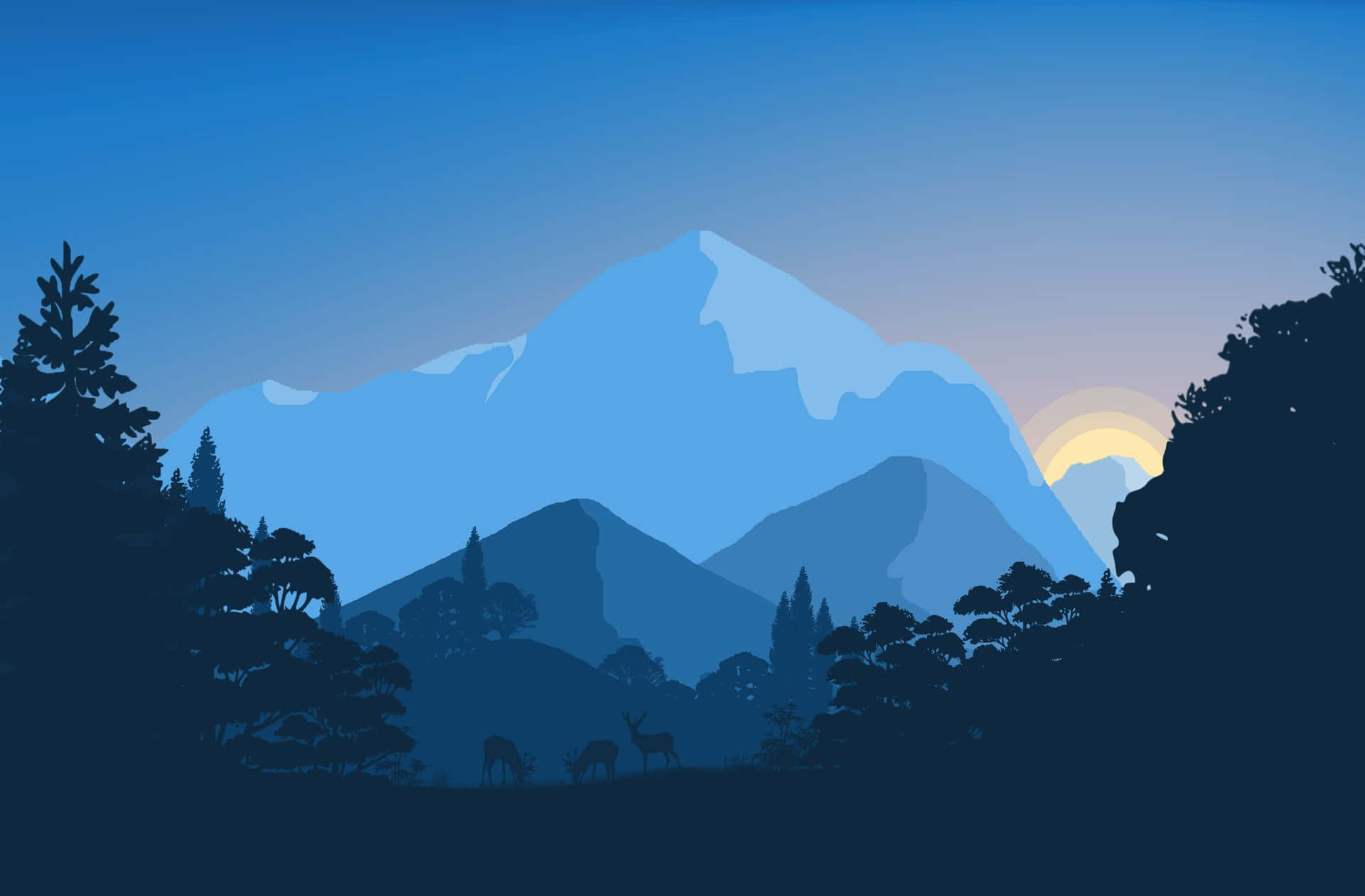Mountain Sunset Silhouette Wallpaper