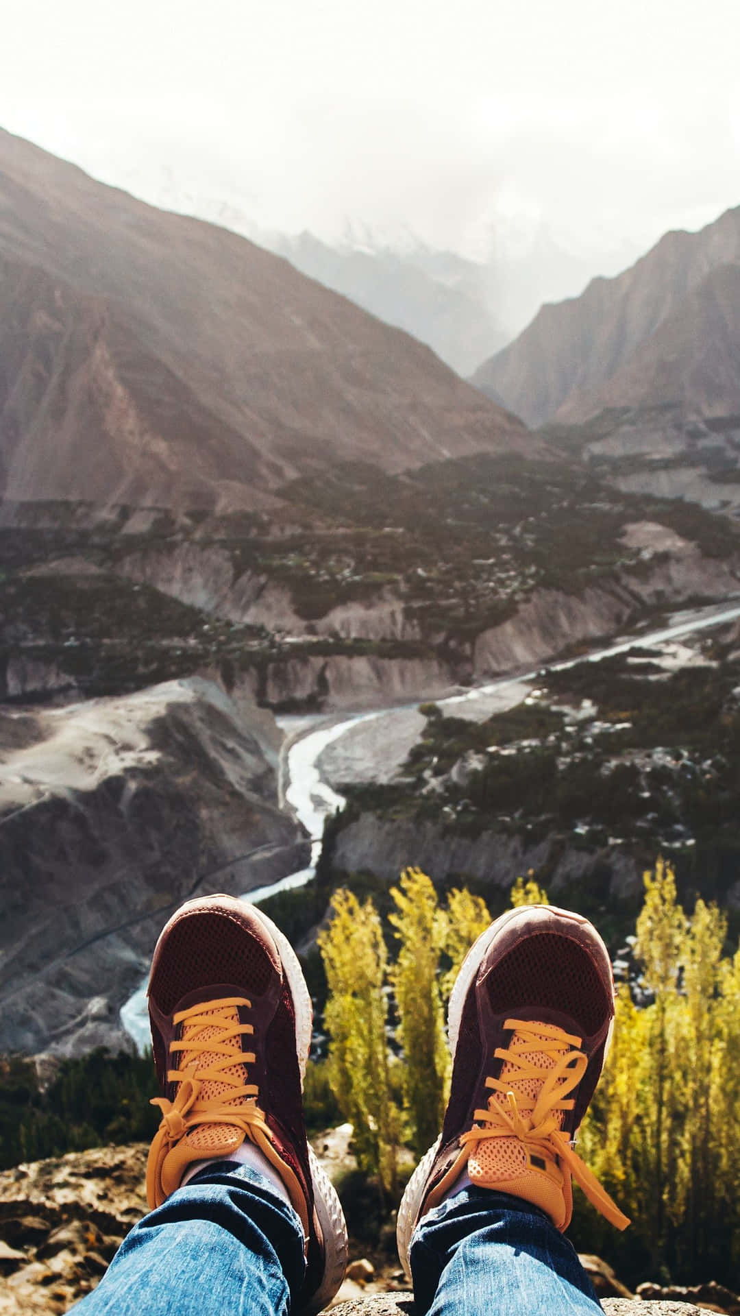 Mountain Viewpoint Hiking Boots Wallpaper
